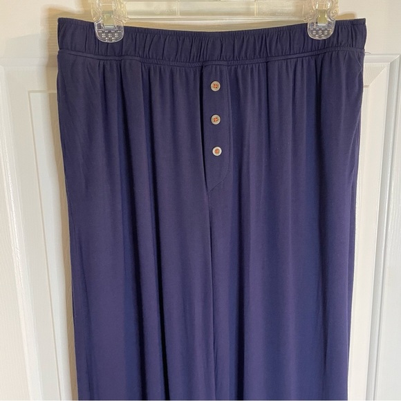 Anthropologie Navy Blue Wide Leg Pants Size Medium lounge sleepwear preppy - Picture 3 of 7